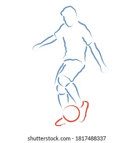 Ilustración vectorial estilizada con jugador de fútbol pateando la pelota