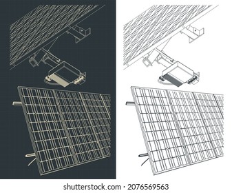 Stylized vector illustration of solar panel with fasteners close up