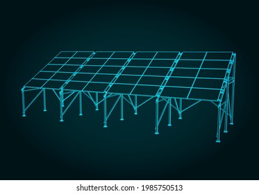 Stylized vector illustration of solar panels