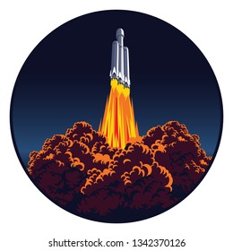 Stylized vector illustration of a spacecraft launch