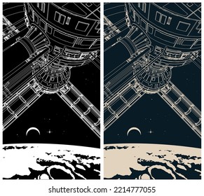 Ilustración vectorial estilizada del cierre de la nave espacial