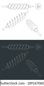 Stylized vector illustration of spiral screw drawings