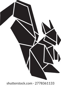 Stylized vector illustration of a squirrel with a modern geometric design. Ideal for nature, technology, or creative projects seeking a contemporary animal graphic.