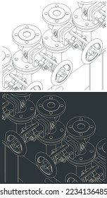 Ilustración vectorial estilizada del cierre de la cabecera de vapor