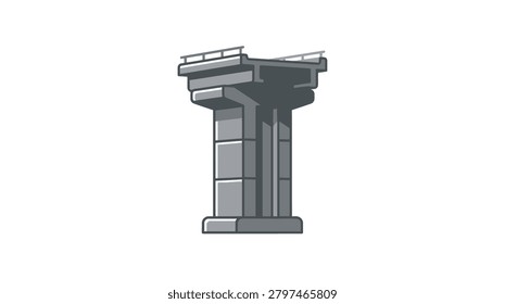 A stylized vector illustration of a sturdy concrete bridge pier or column support with a flat top platform against a plain background