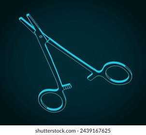 Stylized vector illustration of surgery clamp close up