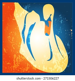 Stylized vector illustration of a swan with the effect of of modern painting.