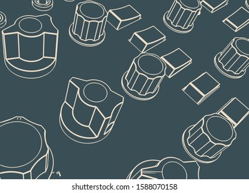 Stylized vector illustration of switches on the control panel closeup