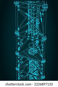 Ilustración vectorial estilizada de la torre de telecomunicaciones