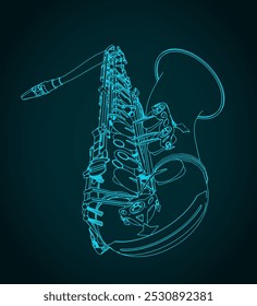 Ilustração vetorial estilizada de um saxofone tenor