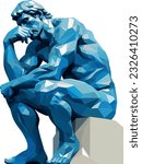 Stylized Vector illustration of The Thinker, by Auguste Rodin