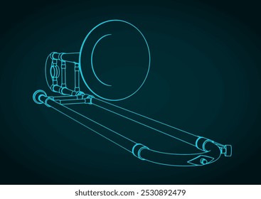 Stylized vector illustration of a trombone