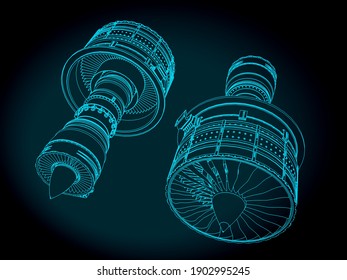Stylized vector illustration turbofan