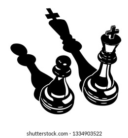 Stylized vector illustration of Two chess pieces of a king and a pawn.