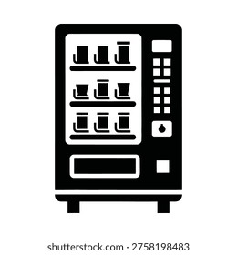 Stylized vector illustration of a vending machine. Features a clean, minimalist design perfect for modern websites, tech presentations, or retail signage, conveying convenience and automated service.