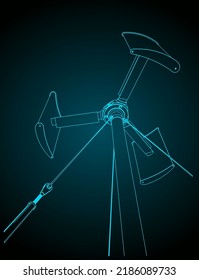 Stylized vector illustration of vertical axis wind turbine power generator