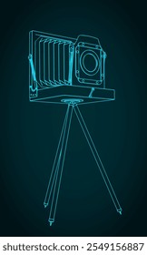 Stylized vector illustration of a vintage photography camera