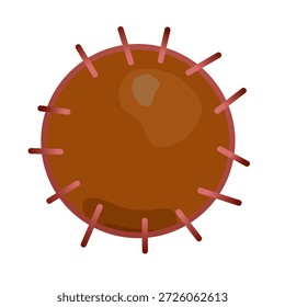 Stilisierte Vektorgrafik einer Viruszelle mit abgerundeten Spitzen und organischen Formen, die Mikrobiologie, Infektion und mikroskopische Pathogene in einem sauberen, modernen Design darstellt.