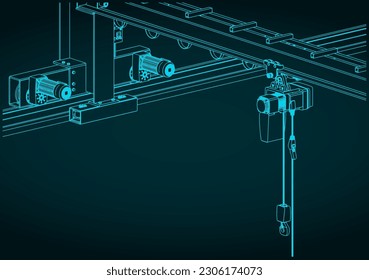 Stylized vector illustration of wall traveling crane close-up