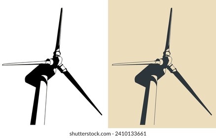 Stylized vector illustration of a wind generator close-up