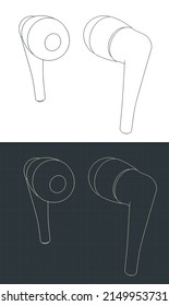 Stylized vector illustration of wireless portable bluetooth headphones