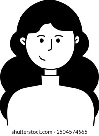 Stylized vector illustration of a woman with curly hair, doodle design.