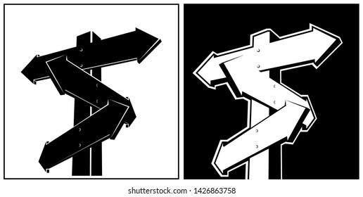 Stylized vector illustration of wooden pointers