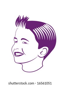 stylized vector illustration of a  young boy's head. file is a compound path with knockout.