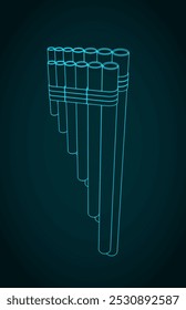 Stylized vector illustration of zampona pan pipes instrument