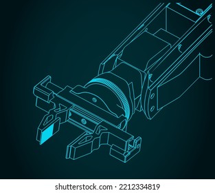 Stylized Vector Illustrationof Robotic Arm Close Up