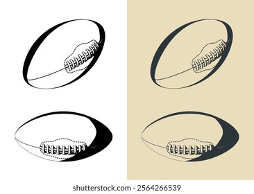 Stylized vector illustrations of american football ball