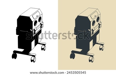 Stylized vector illustrations of a baby Incubator