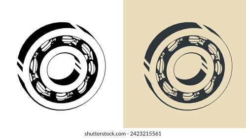 Ilustraciones vectoriales estilizadas de un cojinete de bolas