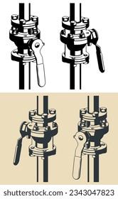Stylized vector illustrations of ball valve