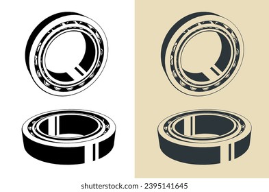 Stylized vector illustrations of bearings close up