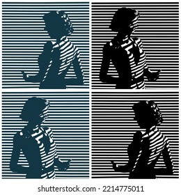 Stylized vector illustrations of beautiful business girl at the window