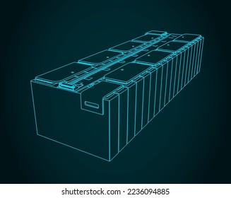 Ilustraciones vectoriales estilizadas del plano del módulo de la batería