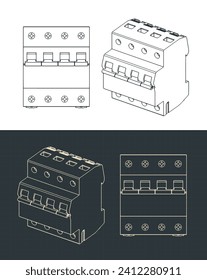 Ilustraciones vectoriales estilizadas de planos de un interruptor