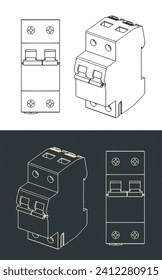 Ilustraciones vectoriales estilizadas de planos de un interruptor
