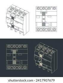 Ilustraciones vectoriales estilizadas de planos de un interruptor