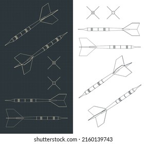 Ilustraciones vectoriales estilizadas de planos de flechas de dardos