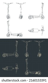 Stilvolle Vektorgrafiken von Blaupausen für delectric scooter