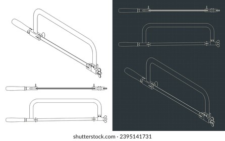 Ilustraciones vectoriales estilizadas de planos de la motosierra