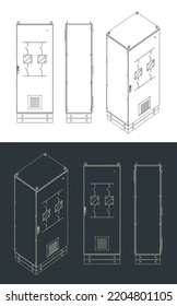 Ilustraciones vectoriales estilizadas de planos del estabilizador de alta tensión