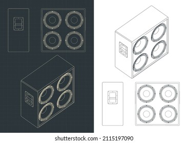 Ilustraciones vectoriales estilizadas de planos de un gran orador de concierto
