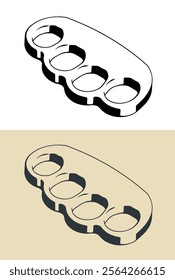 Stylized vector illustrations of a brass knuckles