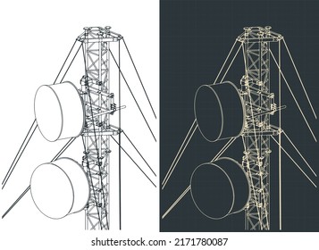 Stylized vector illustrations of cellular network base station