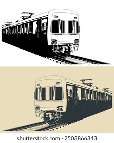 Stylized vector illustrations of a city ​​train
