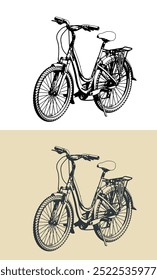 Ilustraciones vectoriales estilizadas de una ciudad ​​bici