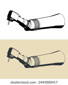 Ilustraciones vectoriales estilizadas de contra ángulo handpiece